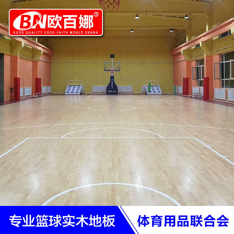 欧百娜篮球木地板 减震缓冲防滑 枫桦木纯实木体育场馆运动地板
