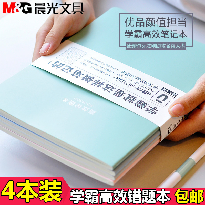 晨光错题本绘图笔记本子小学初中高中大学生文具学霸康奈尔语文数学改错纠错本加厚大号网格本横线本整理本怎么看?
