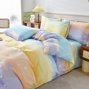 可爱卡通兔田园小花全棉新疆长绒棉四件套加厚磨毛纯棉被套三件套