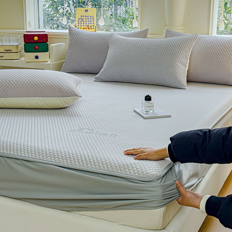 简约云母豆豆凉席夏季居家床品空调席子冰席三件套床垫子保护罩子
