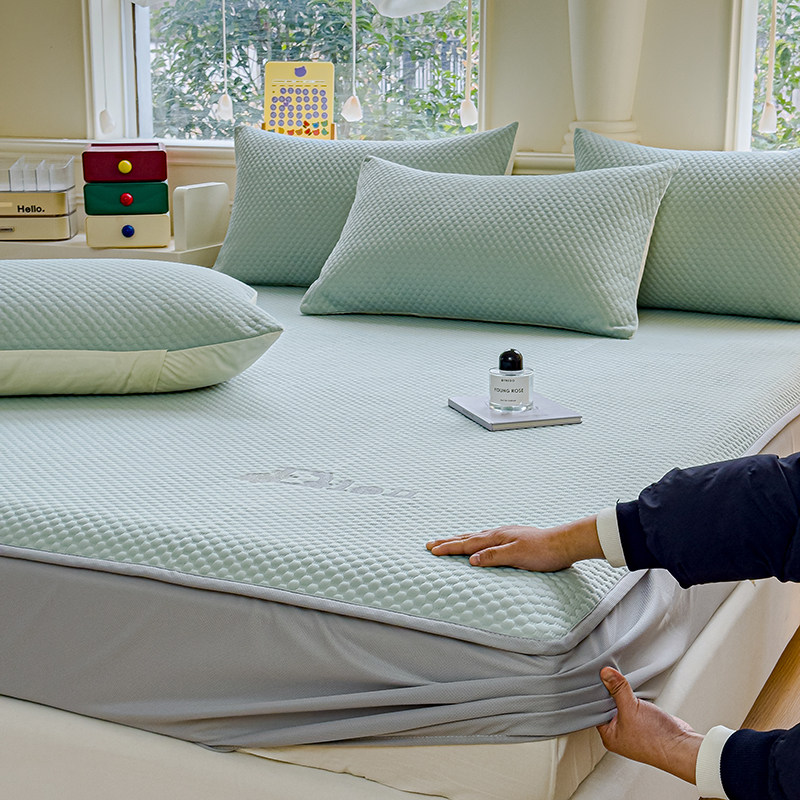 简约云母豆豆凉席夏季居家床品空调席子冰席三件套床垫子保护罩子