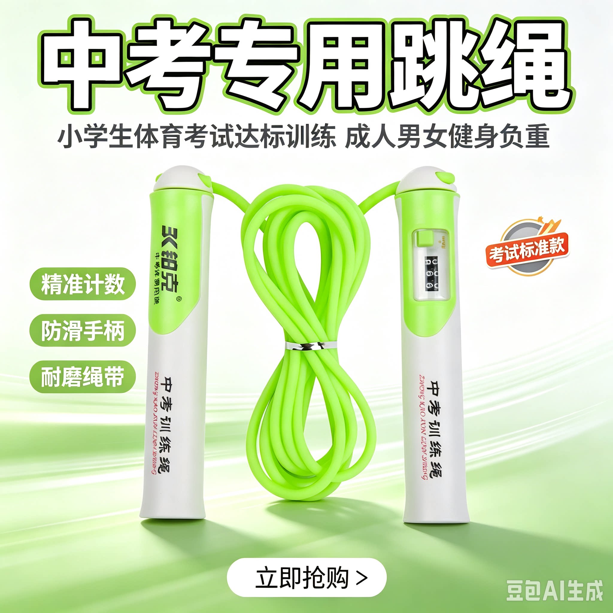 中考专用计数跳绳中小学生体育锻炼考试竞速负重比赛专业橡胶跳绳