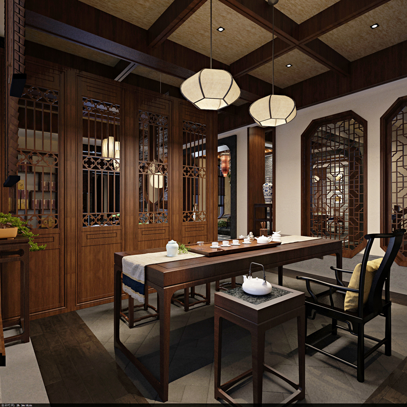天外天  古典简约中式新中式风格茶馆茶室会所室内