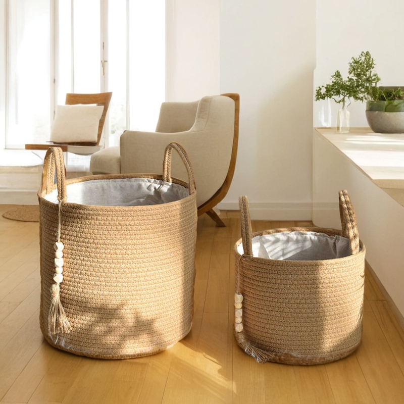 北欧风客厅棉线编织家用储物盒