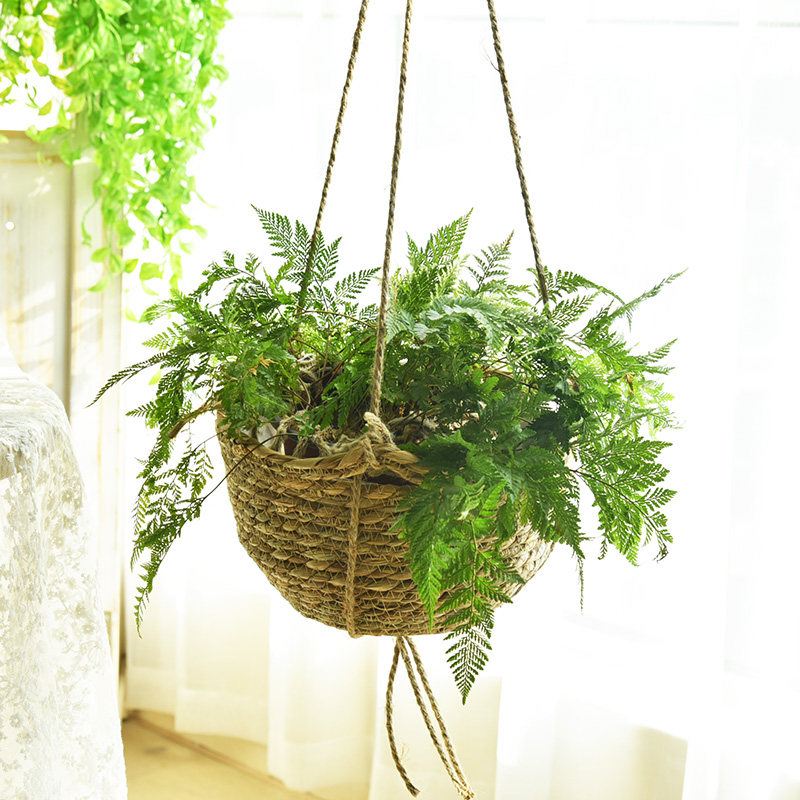 编织花篮草编装饰客厅吊兰机制挂墙创意北欧室内悬挂式垂吊花盆