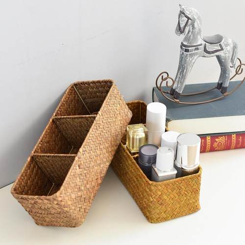 复古桌面分格杂物收纳筐