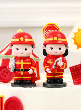 创意卡通消防员公仔装饰摆件