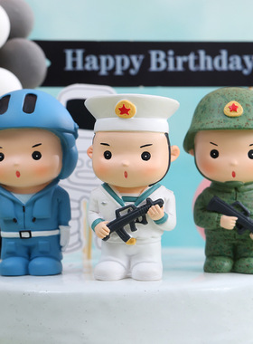 卡通可爱军人公仔小摆件