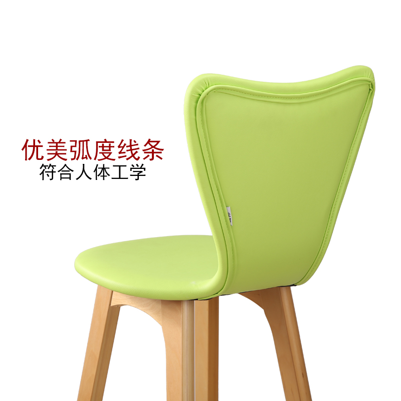 曲邦实木酒吧椅创意高靠背椅欧式木质吧台椅子时尚吧凳简约高脚凳