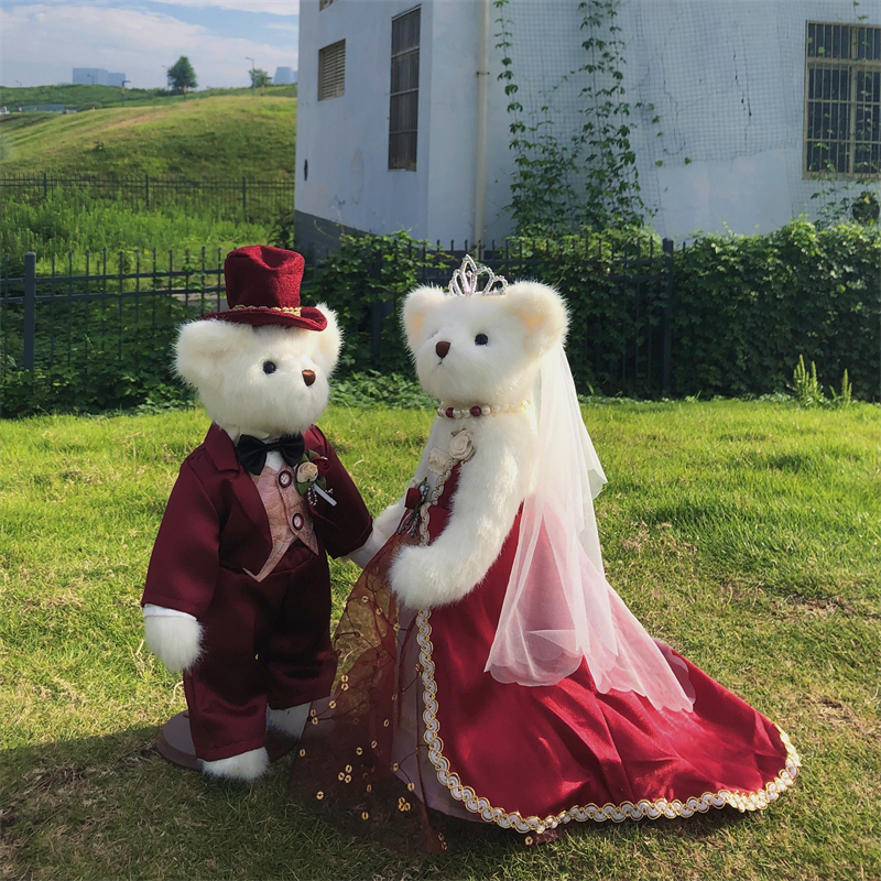 情侣公仔新婚压床娃娃婚车熊惹火婚纱泰迪熊正品结婚礼物毛绒玩具