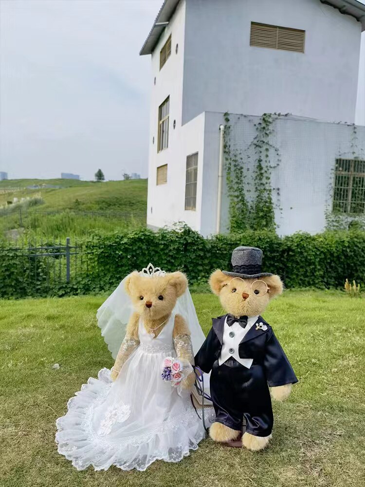 泰迪故事压床娃娃结婚高档公仔情侣熊婚礼婚房毛绒玩具婚纱熊一对