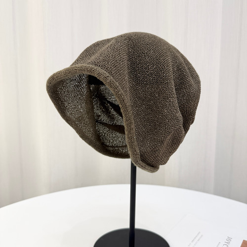 日系亚麻针织堆堆帽女2026新款夏季出游防晒遮阳帽轻薄透气包头帽