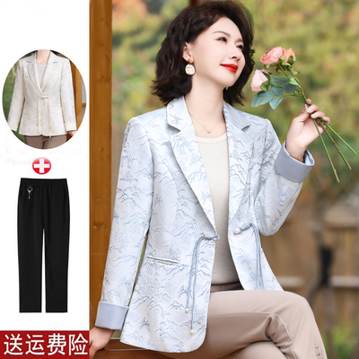 妈妈装春秋国风小西服外套女百搭