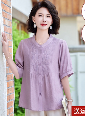 中老年女夏时尚短袖T恤两件套装