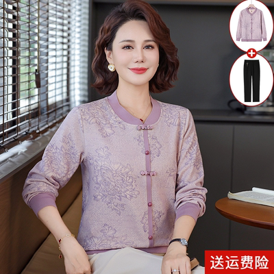 妈妈装春秋时尚长袖国风打底衫女