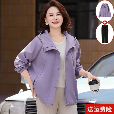 妈妈装春秋时尚夹克外套百搭连帽