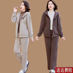 中老年女装冬装新款运动套装加绒加厚妈妈冬季外套40岁休闲两件套