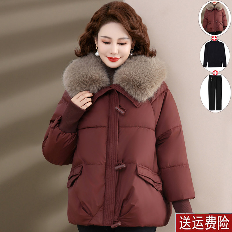 妈妈装冬季加厚棉衣外套百搭纯色