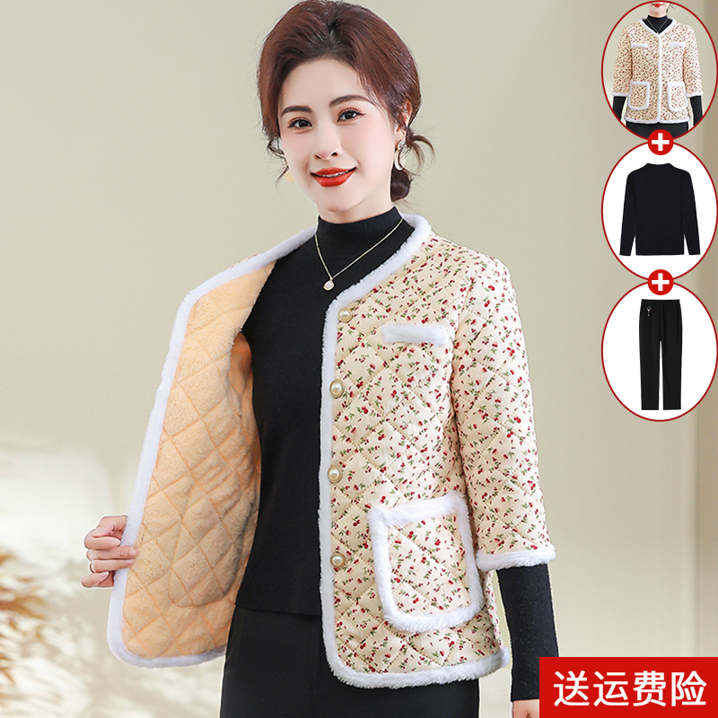 妈妈秋冬棉马甲加绒半袖棉袄中老年人女短袖棉衣保暖马夹护肩外套