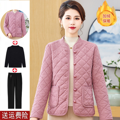 妈妈装冬季加绒加厚棉衣外套百搭