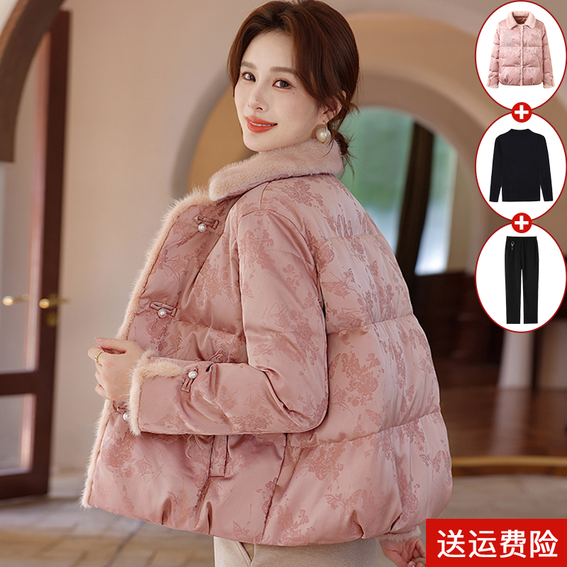 妈妈装冬季国风加厚时尚棉衣保暖