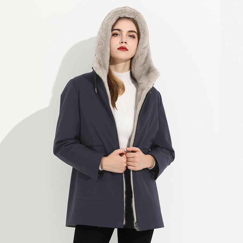 整貂水貂毛内胆派克服女短款2026新款可拆卸貂皮大衣尼克服皮草冬