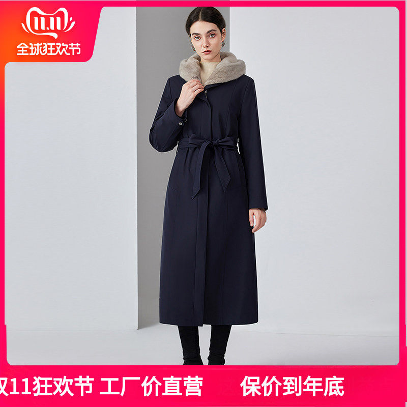 新款貂皮内胆派克服女1米2加长款可拆卸水貂毛尼克服整貂皮草大衣