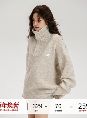 LOSTCTRL 秋季新款刺绣LOGO混纺慵懒风松弛感高领排扣宽松毛衣