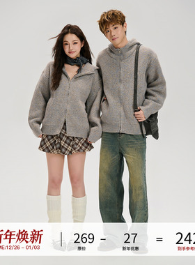 LOSTCTRL 双拉链针织外套 秋冬季潮流慵懒感设计情侣开衫针织衫