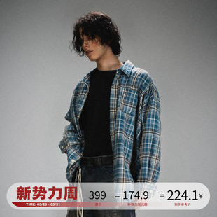 条纹上衣男女设计感衬衣外套开衫 复古格子衬衫 潮牌美式 LOSTCTRL