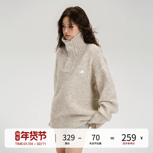 LOSTCTRL 秋季新款刺绣LOGO混纺慵懒风松弛感高领排扣宽松毛衣