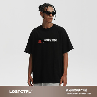 LOSTCTRL潮牌字母印花短袖 重磅寬松國(guó)潮美式 半袖 純棉 T恤男女夏季
