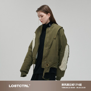 美式 復(fù)古飛行夾克棒球領(lǐng)棉服秋冬寬松外套設(shè)計(jì)感潮牌 黃旭同款