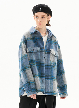 LOSTCTRL「HOMETOWN DIARY」绒面格纹毛呢外套男女冬季复古英伦风