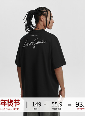 LOSTCTRL手写立体刺绣短袖T恤男夏季美式国潮半袖纯棉宽松体恤衫