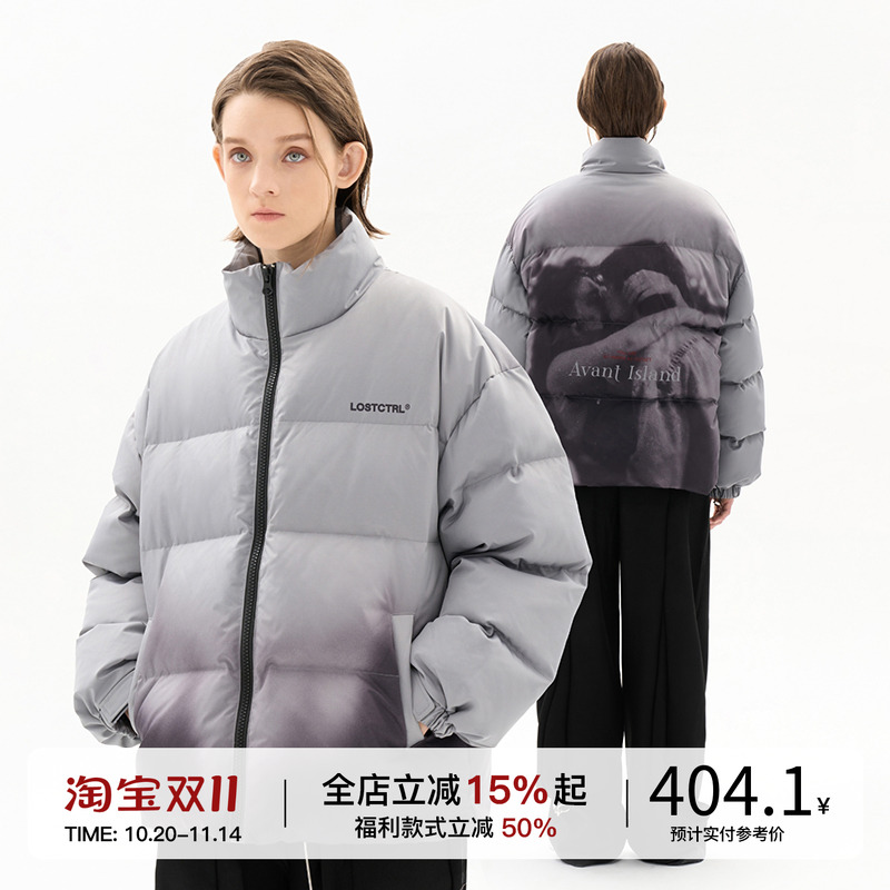 人像印花羽绒服冬季潮牌