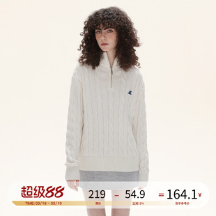 LOSTCTRL美式半拉链麻花针织衫男女秋冬新款慵懒风软糯毛衣