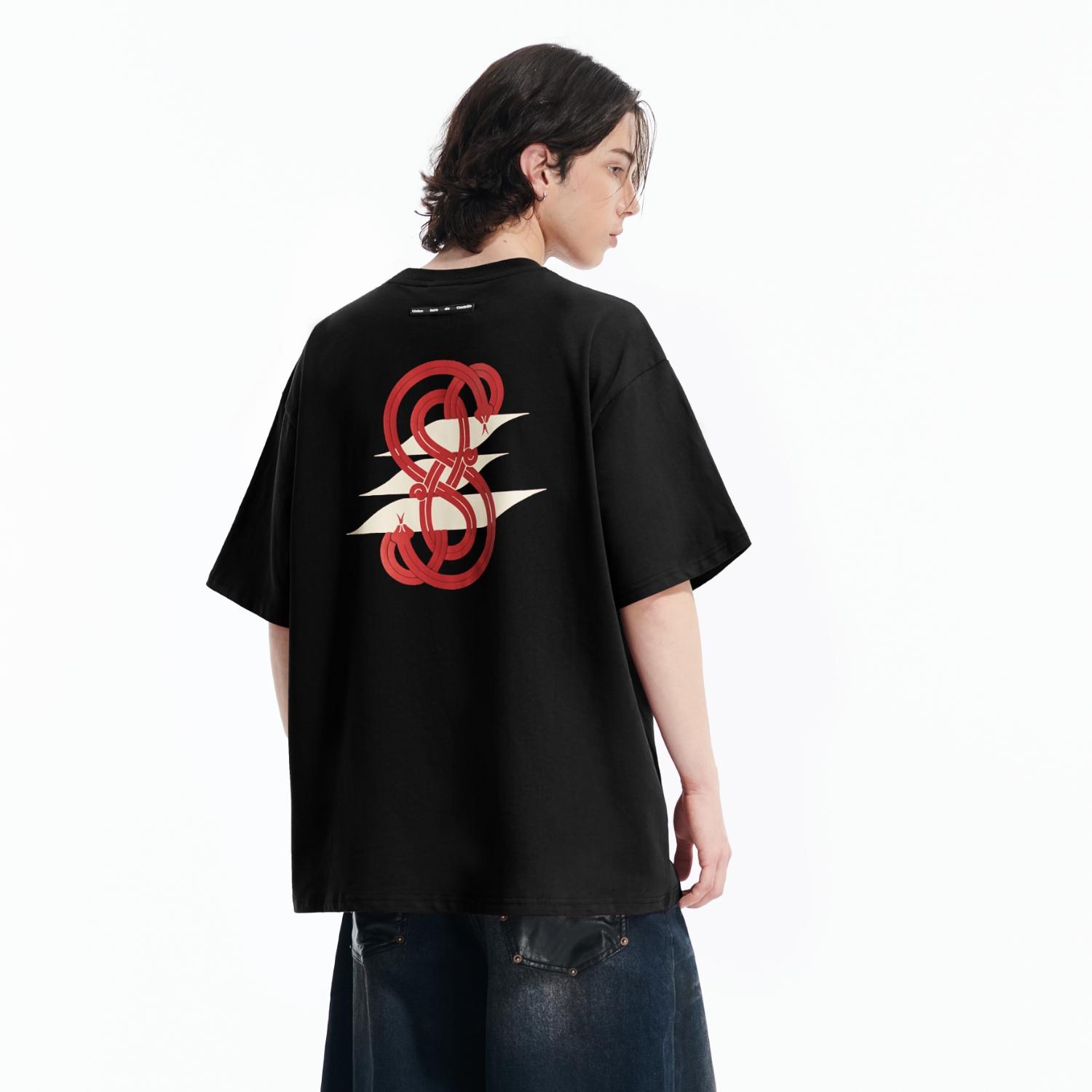 LOSTCTRL蛇年限定印花短袖t恤男女夏原创国潮美式街头宽松体恤衫