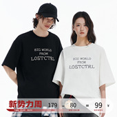 宽松国潮体恤 新款 LOSTCTRL原创潮牌十字绣英文字母短袖 T恤男夏季