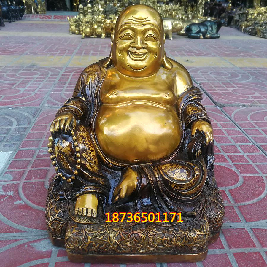 纯铜弥勒佛像招财如意佛装饰品客厅摆设开业礼品工艺人物桌面摆件