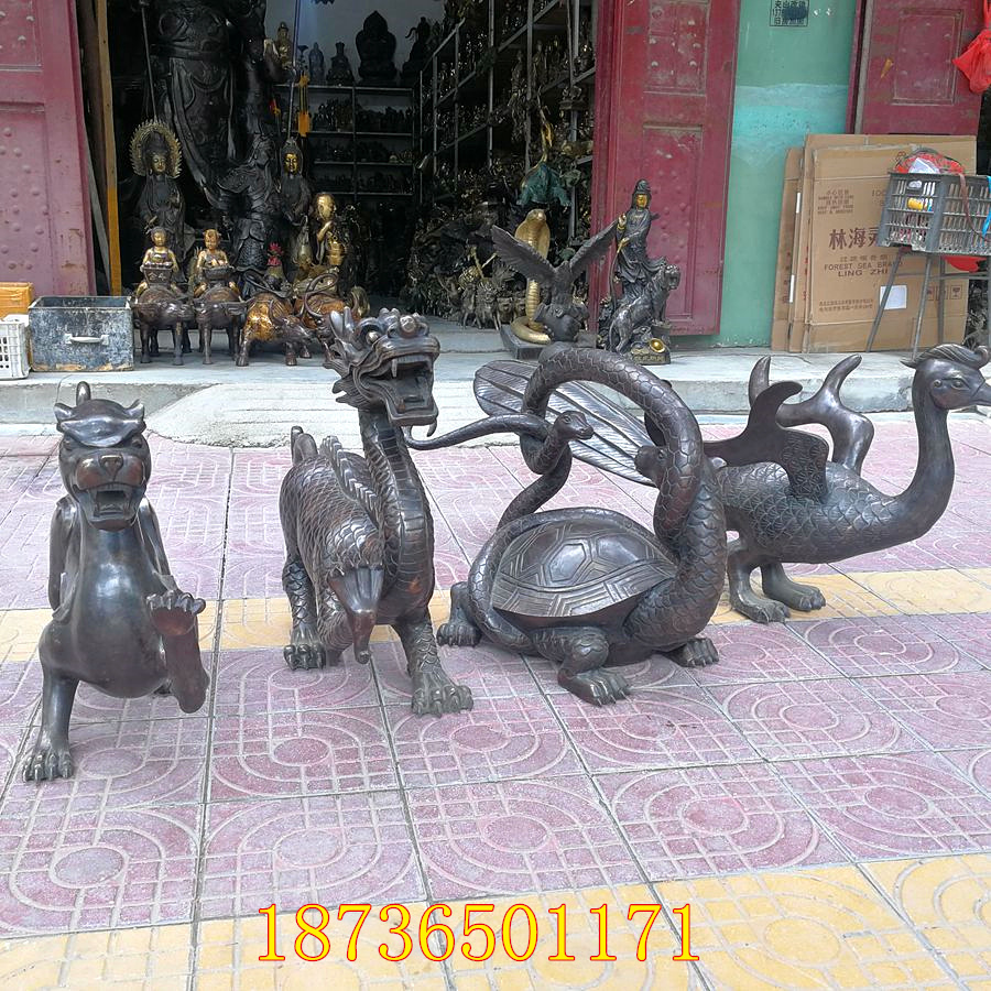 大号纯铜四方神兽青龙白虎朱雀玄武四大神兽镇宅铜器动物桌面摆件