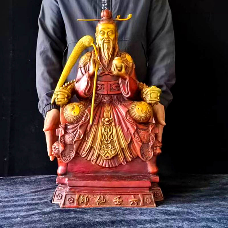 六壬仙师铜像纯铜手工李淳风坐像祖师家居供奉铜器工艺品摆件定做