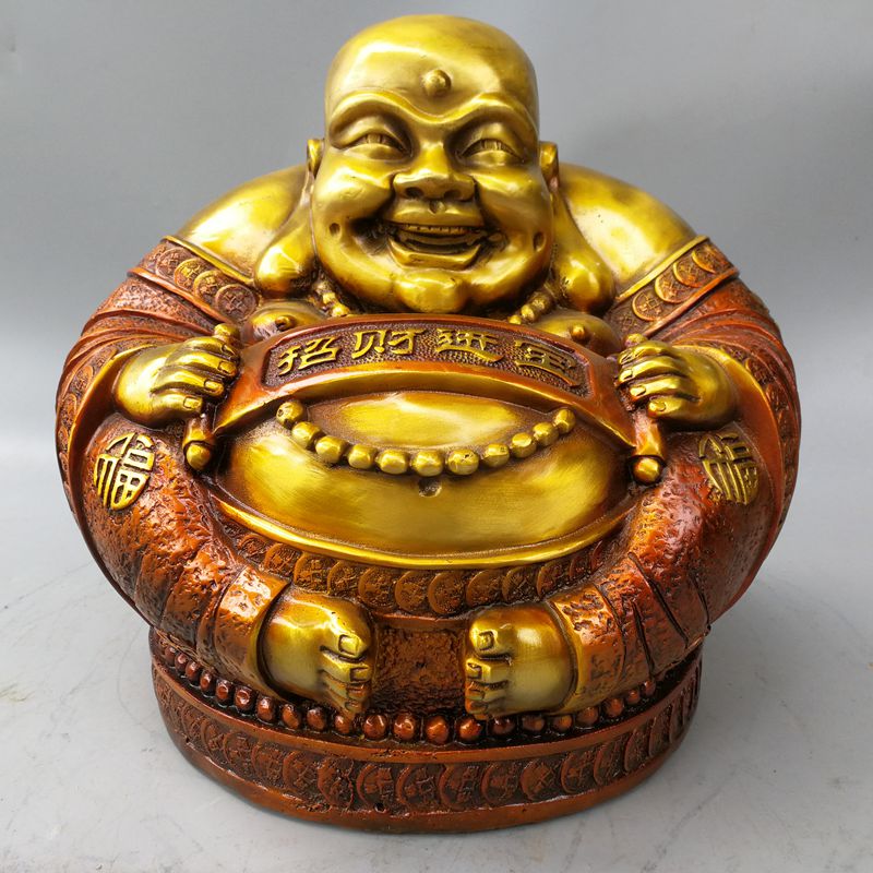 如意纯铜和气生财供奉摆件弥勒佛