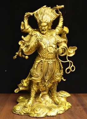 纯黄铜天蓬元帅神像都统大元帅天神北极四圣净坛使者像家用摆件