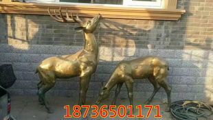 饰鹿鹿亨通梅花鹿一对 家居装 风水铜器工艺摆件纯铜鹿 梅花鹿