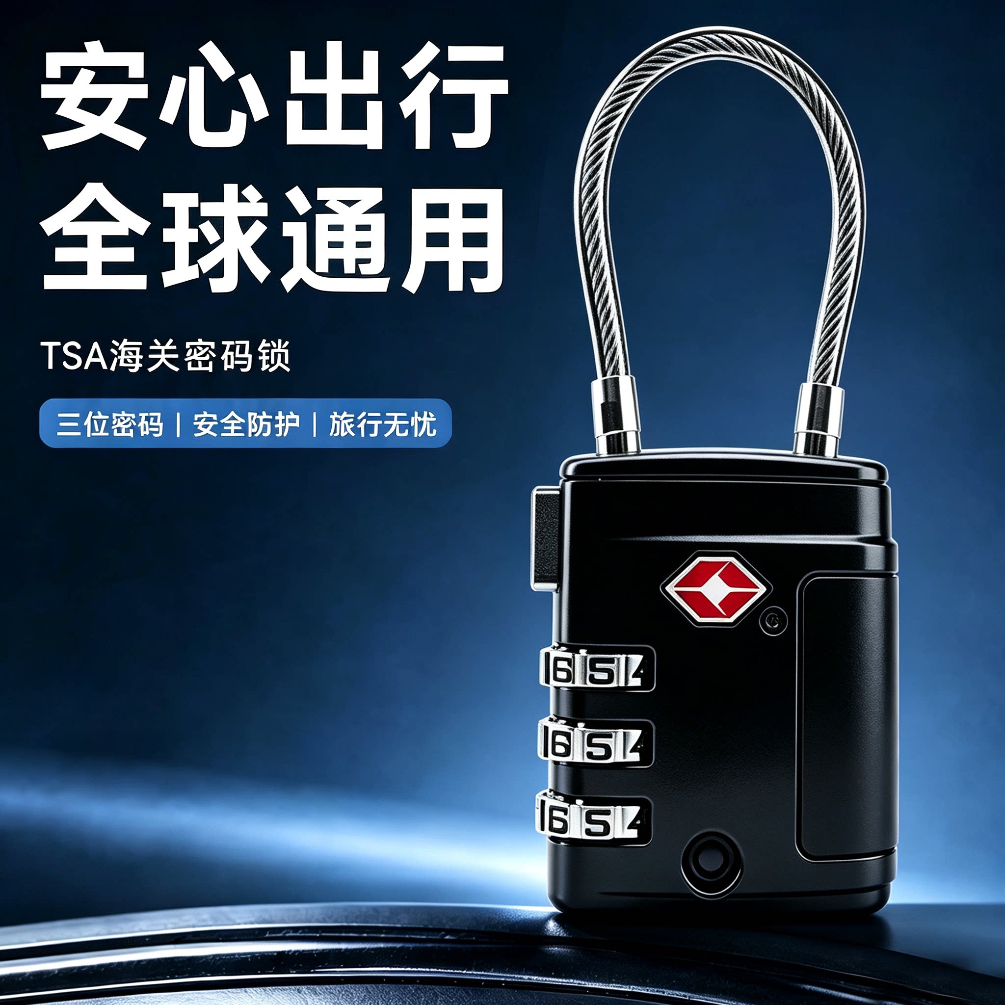 旅行双肩包背包锁tsa密码海关锁通用拉杆箱防盗锁通关行李箱挂锁
