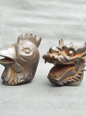 龙头鸡头摆件铸铁镇宅