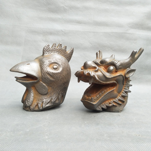 铁龙头鸡头十二生肖兽首摆件铸铁工艺品仿古家居客厅摆设龙首鸡首