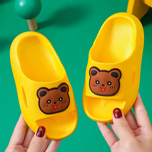 夏季小熊宝宝儿童拖鞋男童厚底防滑踩屎感浴室家居女孩凉拖鞋静音