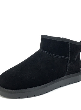 冰洁男鞋2024冬季新款磨砂真皮雪地靴平底圆头休闲加绒短靴60M730